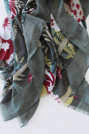 Olive Floral Scarf