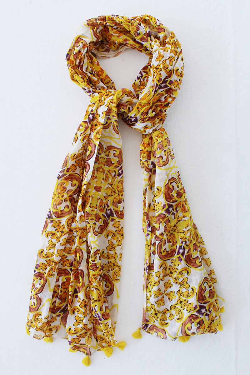 Yellow Printed Scarf