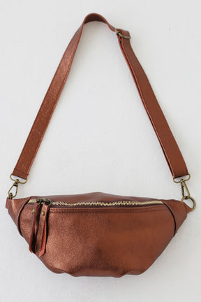 Rust Leather Metallic Moonbag