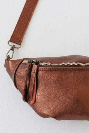 Rust Leather Metallic Moonbag