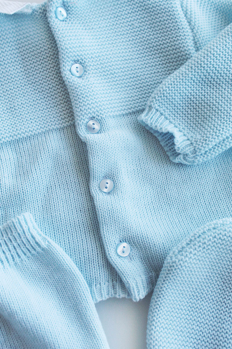 Blue Button Knit Set