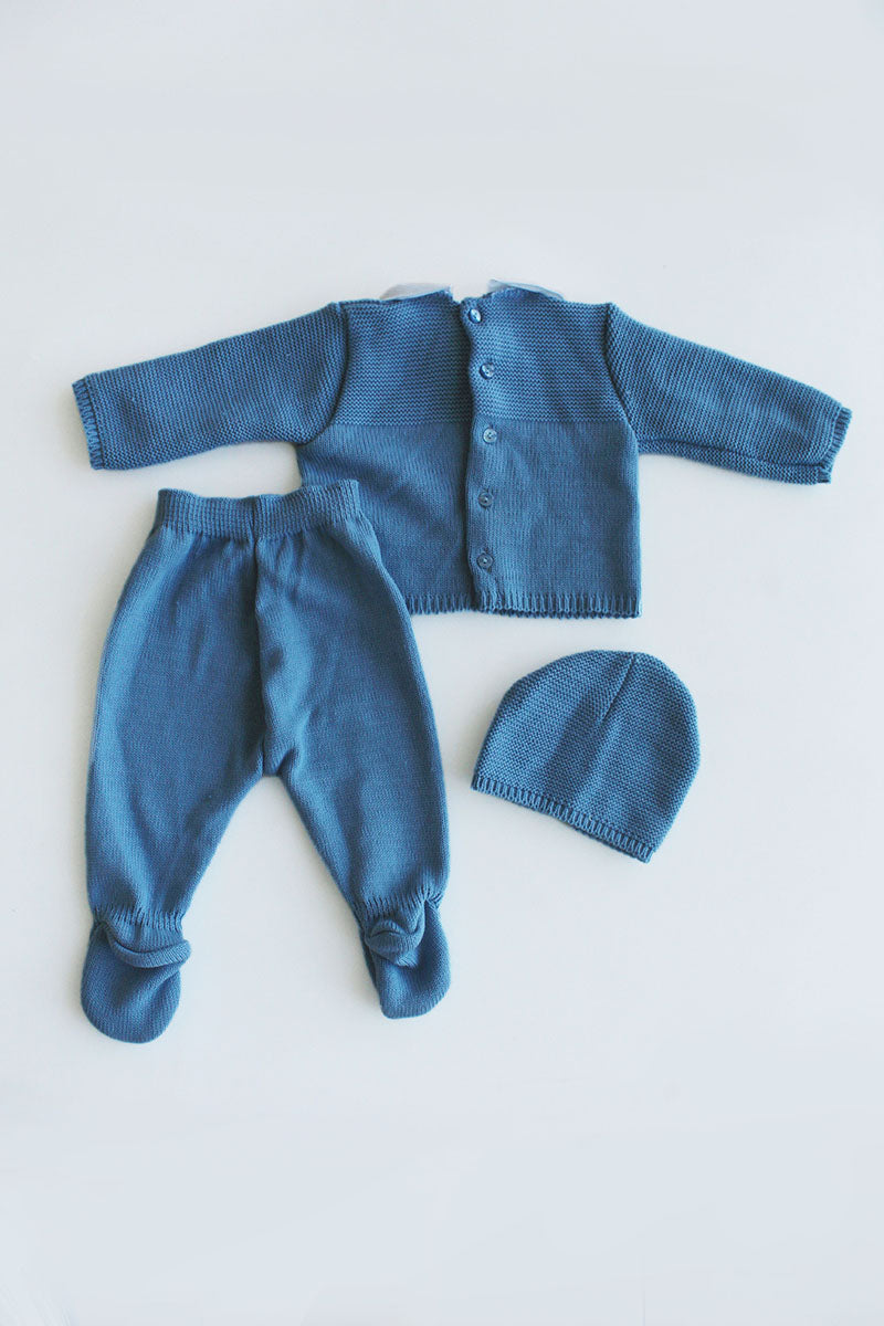 Dark Blue Button Knit Set