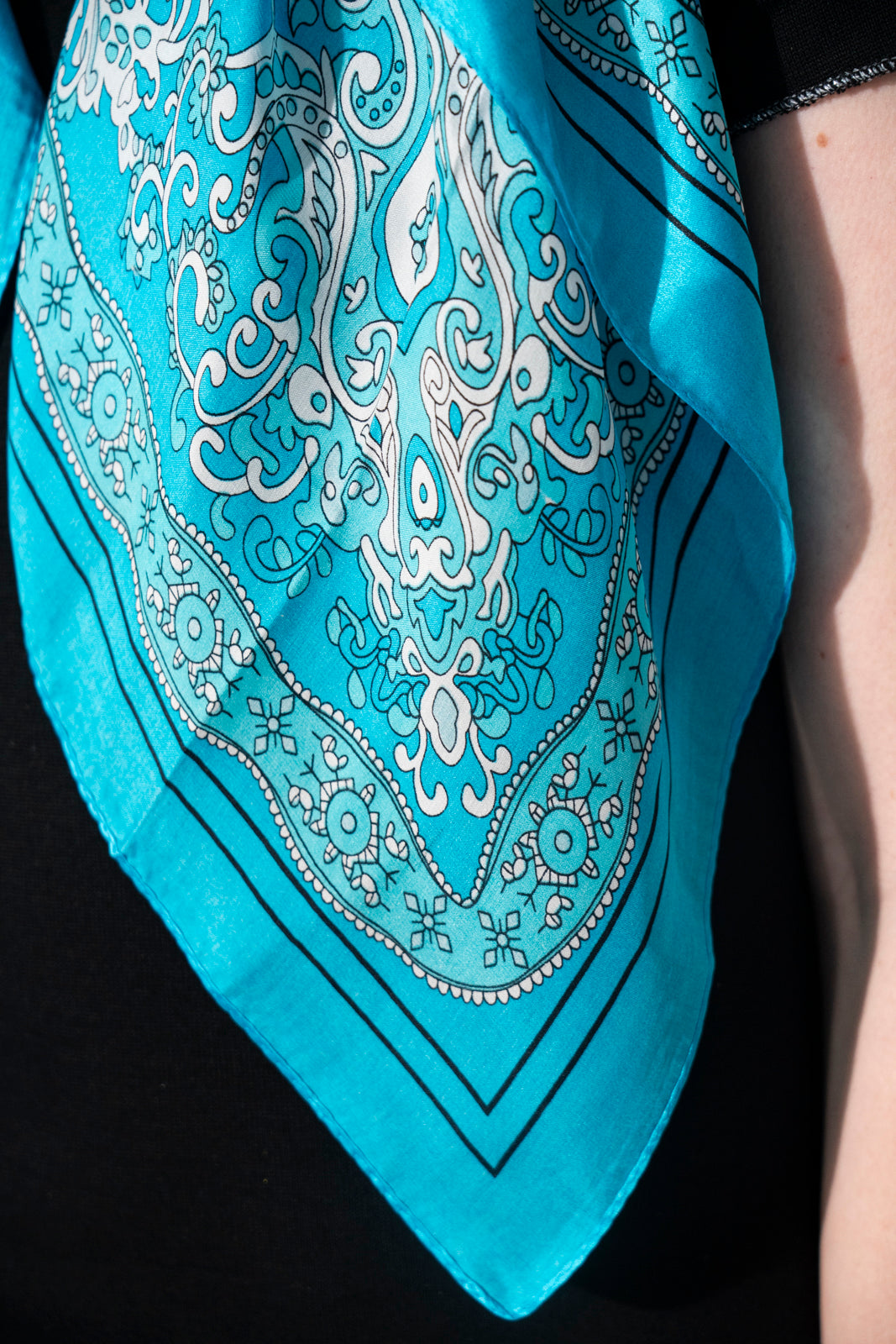 Turquoise Paisley Silk Scarf