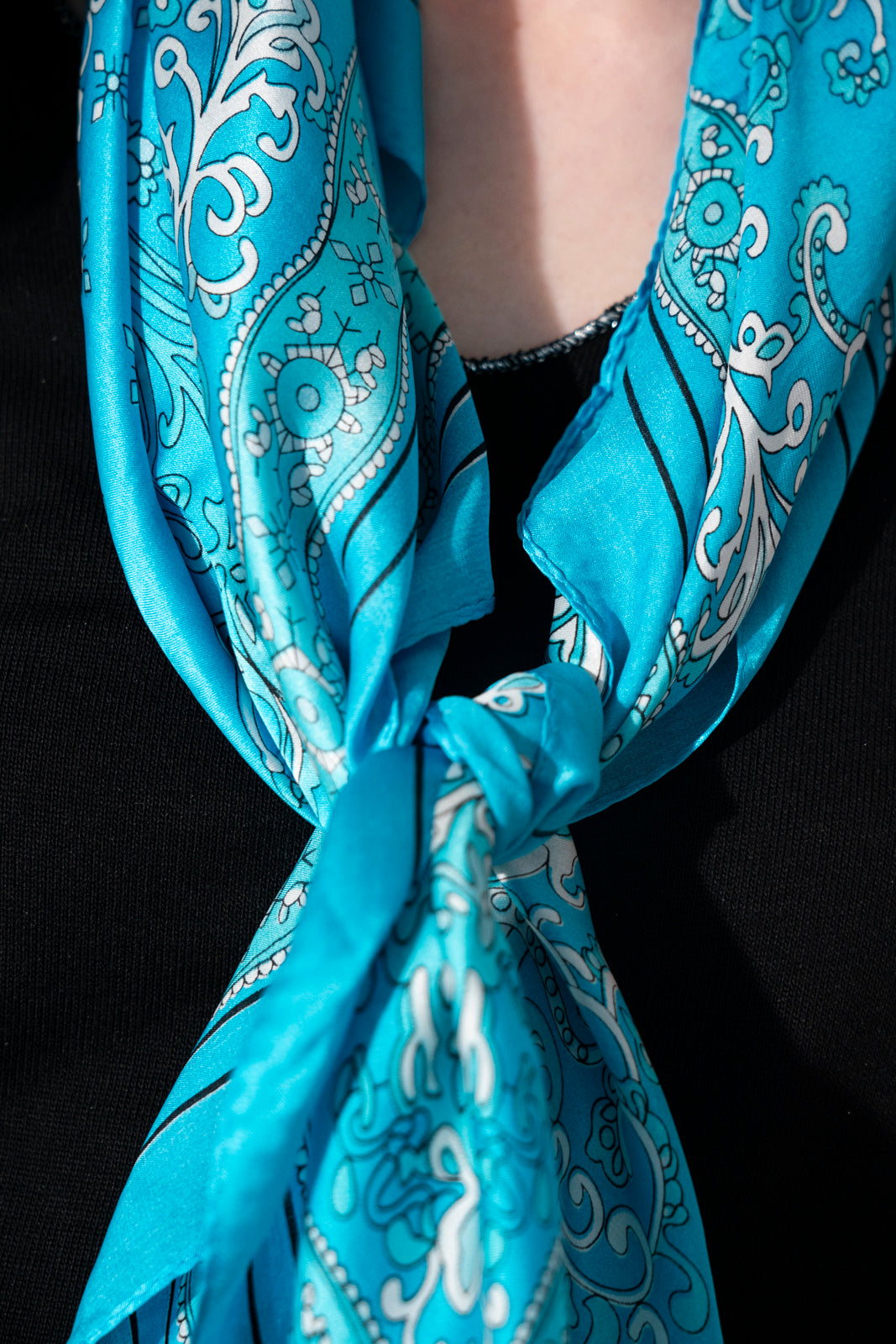 Turquoise Paisley Silk Scarf