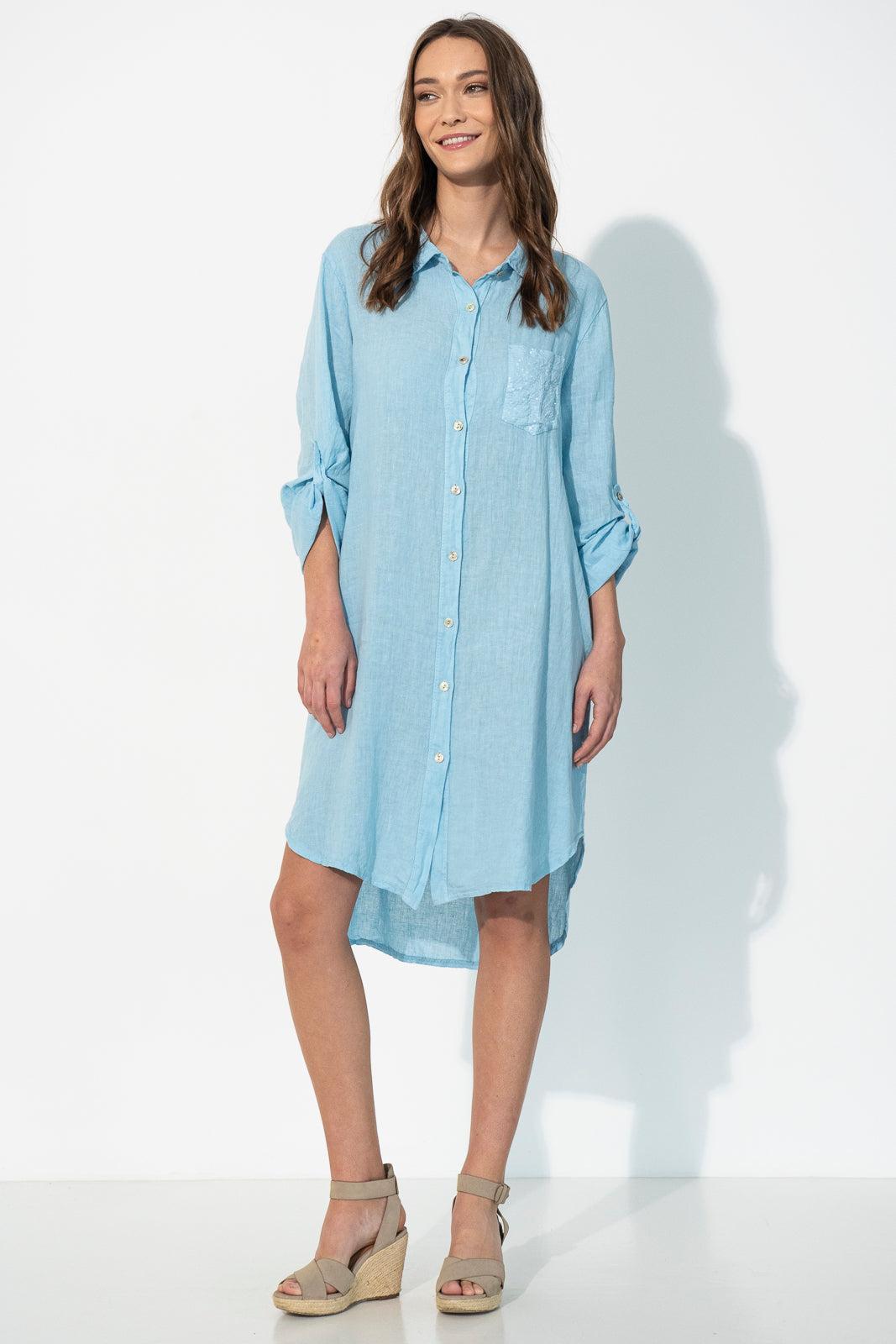 Powder blue clearance shirt dress