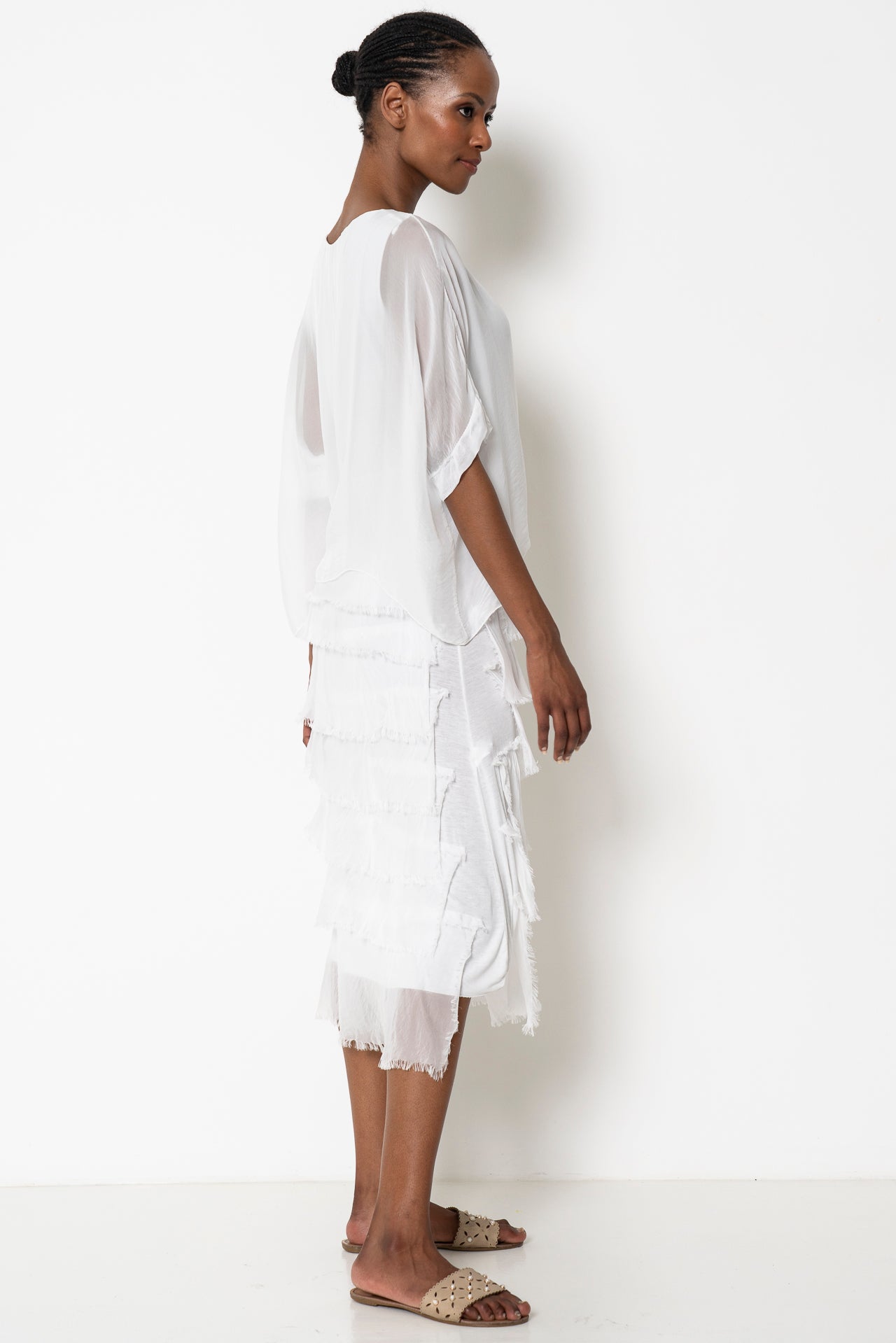 White Poncho Tier Dress