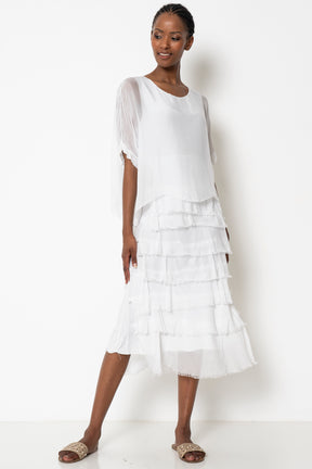 White Poncho Tier Dress