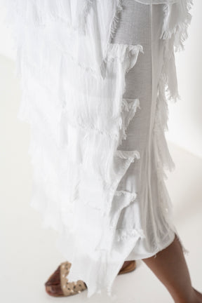 White Poncho Tier Dress