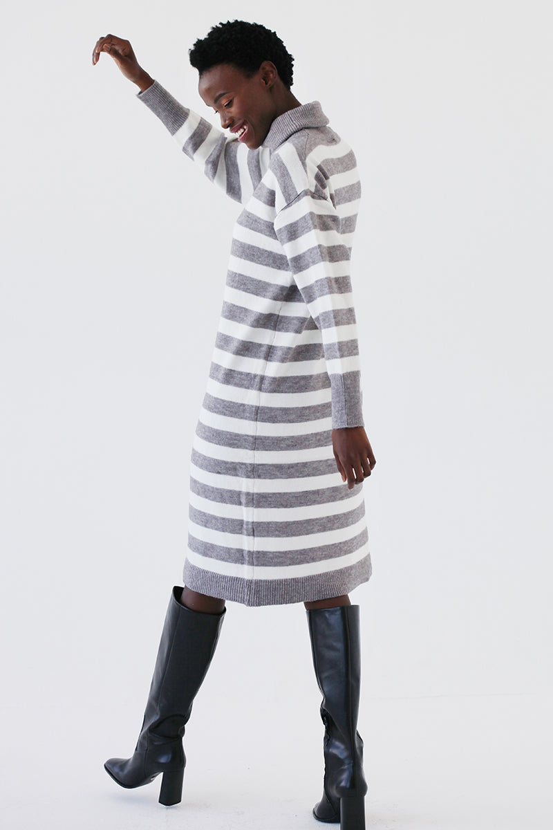 Grey Nautical Knitted Dress