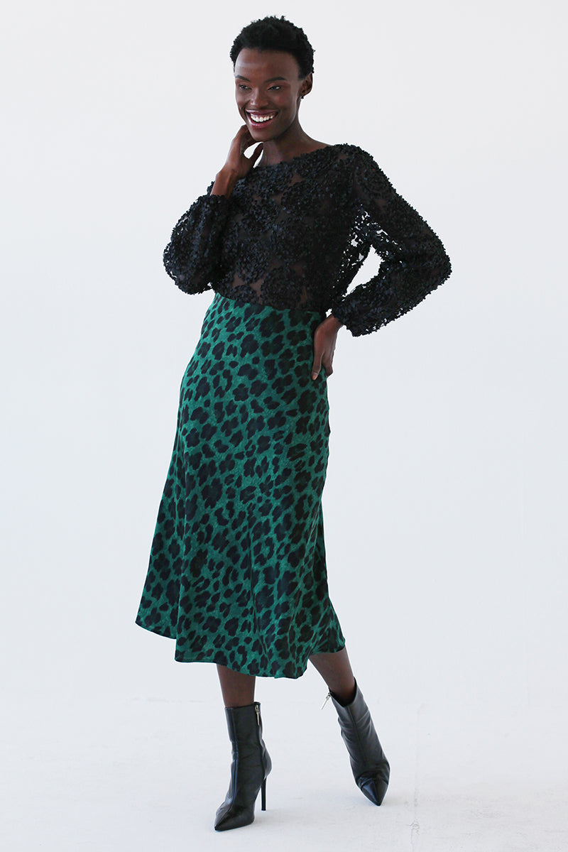 Emerald Leopard Skirt