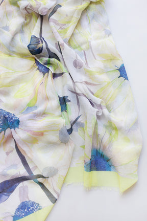 Yellow Watercolour Floral Scarf
