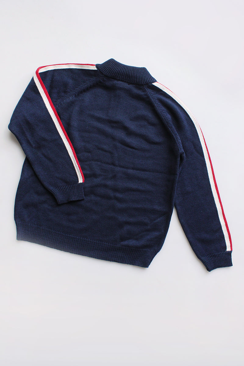 Navy/ Red and White Striped Knit