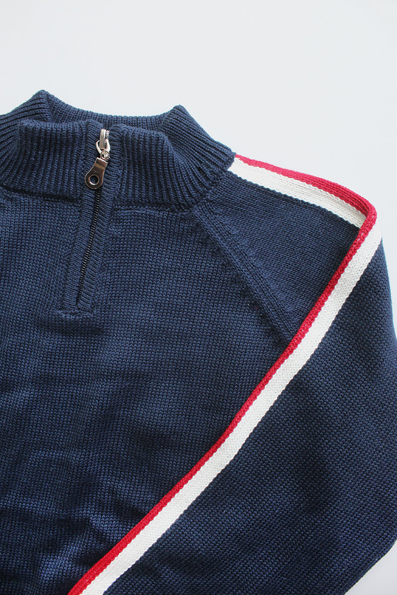 Navy/ Red and White Striped Knit