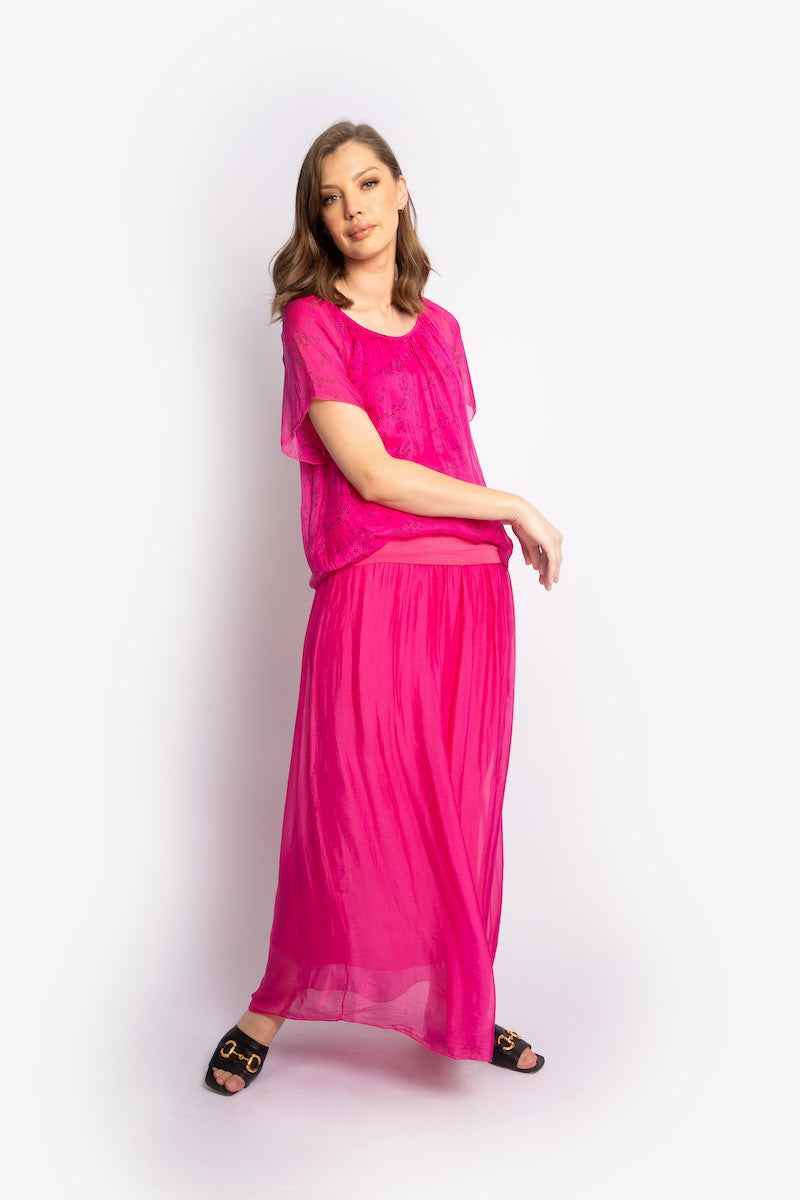 Cerise Silk Skirt