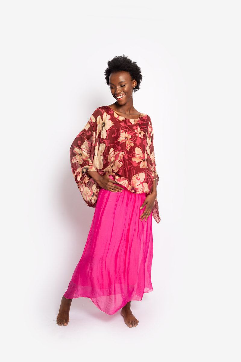 Cerise Silk Skirt