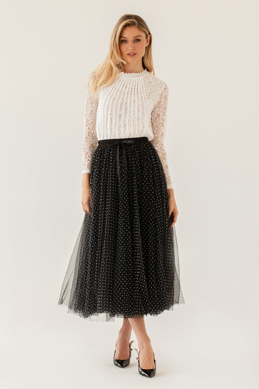 Black Spot Mesh Skirt